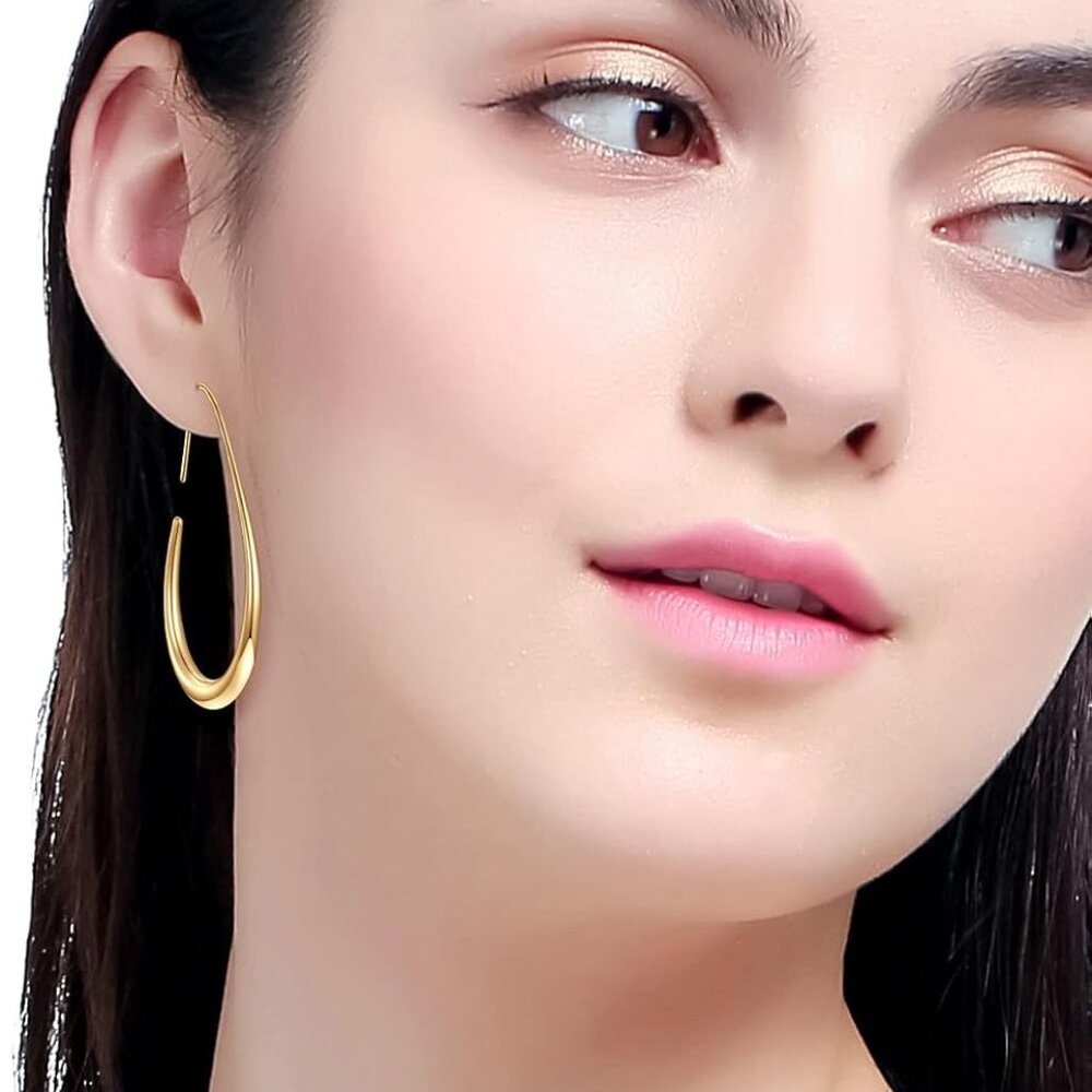 Exquisite Large Oval Pull Through Earrings - Hypo… - image 4